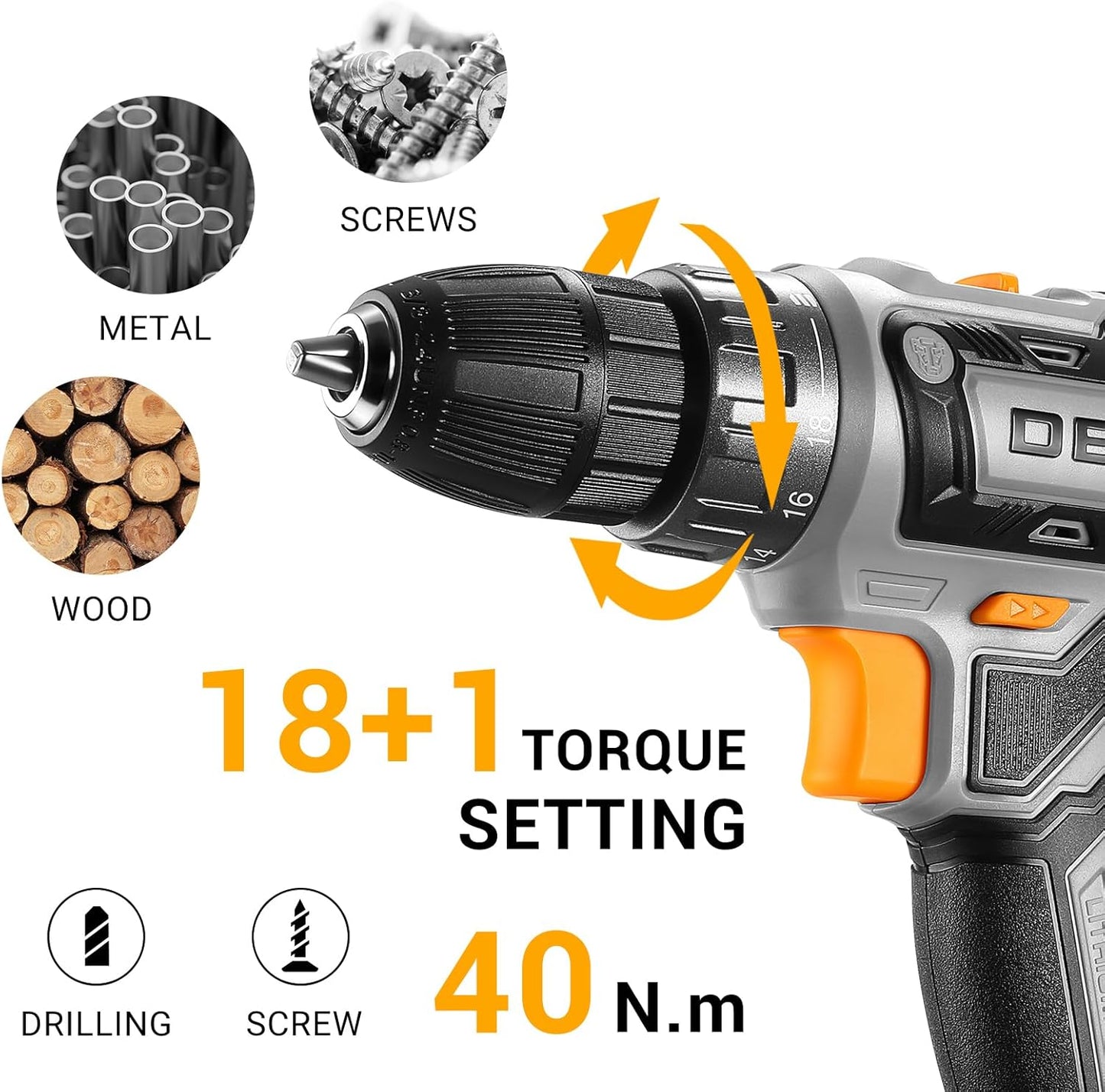 Rauno - Power Drill Cordless: DEKO PRO Cordless Drill 20V Electric
